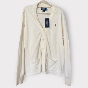 NWT Polo Ralph Lauren Vintage Mesh Cotton
Cardigan In Off-white Contrast | XL